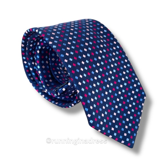 Charles Tyrwitt Jeremy Street London 100% Silk Blue Pattern Tie - Picture 1 of 12